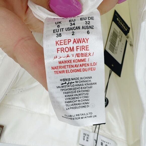 Club L London Count Me In White Tailored Feather Trim Trousers Sz 2 NWT - Picture 13 of 14